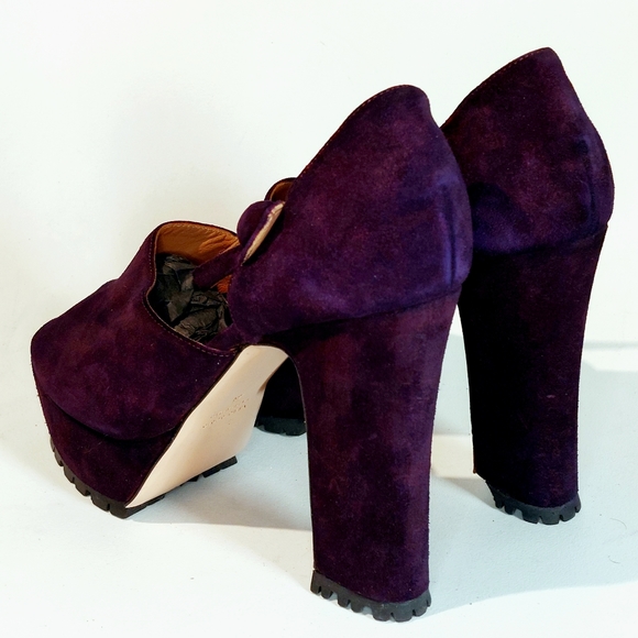 RED Valentino eggplant suede mary-jane platform pumps, EU41/10, new w/ flaws - Picture 9 of 15